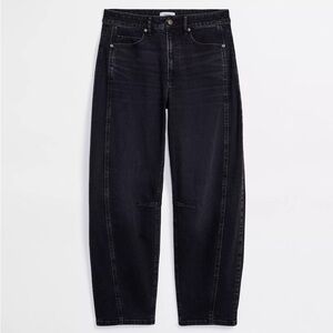 LOFT | Rivete Petite Seamed High Rise Barrel Jeans in Noir Wash